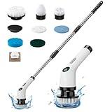 Electric Scrubber for Cleaning, IPX7 Spin Scrubber with LCD Display, Bathroom Cleaning BrushAdjustable Extension Handle with 8 Brush Heads, Electric Cleaning Brush for Bathroom,Kitchen