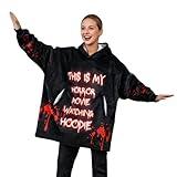 Horror Movie Gifts for Horror Movie Lovers, Wearable Blanket Hoodies for Adults, Oversized Flannel Hooded Blankets, One Size Fits All