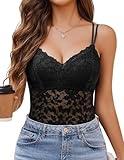 Avidlove Lace Bralette for Women V Neck Camisole Lingerie Spaghetti Strap Tube Slim Tank Top Black Large