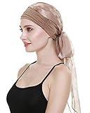 Easy Wear Chemo Caps for Women Cancer Scarves Hats Elastic Beanie Light Brown