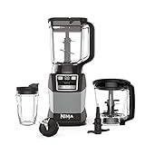 Ninja Blender, Compact Kitchen System, 1200W, 3 Functions for Smoothies, Dough & Frozen Drinks with Auto-IQ, 72-oz.* Blender Pitcher, 40-oz. Processor Bowl & 18-oz. Single-Serve Cup, Grey, AMZ493BRN