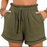 Prime of Day Deals Today 2024 Pre Prime of Day Deals Linen Shorts for Women Drawstring Elastic Waist Shorts Womens Athletic Shorts with Pocket Summer Outfits for Women High Waist Shorts