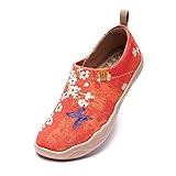 UIN Women's Walking Flats Travel Walking Slip On Loafers Lightweight Comfortable Casual Painted Canvas Sneakers Sakura (41)