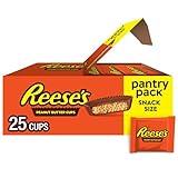 REESE'S Milk Chocolate Snack Size Peanut Butter Cups, Candy Pantry Pack, 13.75 oz (25 Pieces)