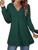 Lotusmile Long Pullover Sweatshirts for Women, Women's Hooded Tunic Shirts Long Sleeve Plus Size Tunic Tops for Fall Flattering Swing Green Hoodie Sweater Casual Winter Clothes Prime Wardrobe Tunics