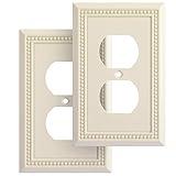 Harmon Designs Sunken Pearls Decorative Wall Plate Switch Plate Outlet Cover, Durable Solid Zinc Alloy (Single Duplex 2PK, Light Almond)