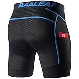 baleaf Men's Cycling Underwear 4D Padded Bike Shorts Pocket Mountain Bike Liner Bicycle Gear Blue M