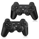 PS3 Controller Wireless 2 Pack, with 2 Charging Cables, Compatible with PlayStation 3 - Black