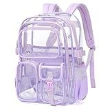 QIXIHU Clear Backpack for School, Heavy Duty Transparent Bookbag, See Through Backpacks for Stadium Events, Backpack for Girls, Kids Clear Bag for School College Work Travel Sport Concert Outdoor