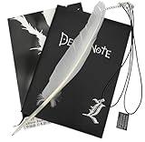 Buqalkje 4 PCS Notebook Set L Leather Journal and Necklace Feather Pen Anime Accessories