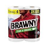 Brawny Tear-A-Square Paper Towels, 2 Double Rolls = 4 Regular Rolls, 3 Sheet Sizes (Quarter, Half, Full), Strength for All Messes, Cleanups, and Meal Prep