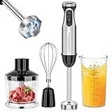 Bonsenkitchen Immersion Blender, 20 Variable Speeds & Turbo, 4-In-1 Stainless Steel Handheld Blender Stick Mixer with Egg Whisk, Beaker & Chopper Bowl