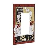 Retro Cartoon Chef with Cooking Gourmet New Year for Home Kitchen Restaurant Decoration 1 Gang Rocker/GFCI Outlet Light Switch Wall Plate Cover Faceplate Switchplates Faceplate Chef Kitchen Room Decor