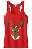 Threadrock Women's Christmas Reindeer Racerback Tank Top M Red