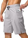 Men's Swim Trunks Quick Dry Board Shorts with Zipper Pockets Beach Shorts Bathing Suits for Men - No Mesh Liner(Light Grey,XXL)