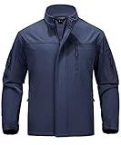 MAGCOMSEN Softshell Jacket Men Fleece Lined Coat Water Resistant Winter Hiking Windbreaker Jackets Outwear Navy 2XL