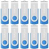 Enfain 10-Pack 8GB USB 2.0 Blue Jump Drives with 12 Writable Labels for Sharing Video, Images, and Music with Family, Clients, and Colleagues