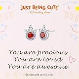 Birthstone Earrings for Girls, 925 Sterling Silver Stud Earrings for Women, Unicorn Gifts for Girls, Cubic Zirconia Studs Earrings, Unicorn Birthday Christmas Gifts for Teens Women-July