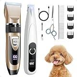 PAPMINI 2 in 1 Dog Grooming Kit, Low Noise Rechargeable Dog Clippers for Grooming, Cordless Dog Grooming Clippers and Dog Paw Trimmer, Dog Shavers for Grooming Small Dogs Cats Animals