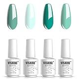 Vishine Color Gel Nail Polish Kit Green combo Series 4pcs Nail Art Set 15ml UV LED Gel Home Manicure Salon Use Easy DIY Beauty Spring Summer Collection