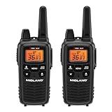 Midland - LXT600VP3 - Handheld Portable FRS Business Overlanding Gear Two Way Radio - Long Range Rechargeable Walkie Talkies for Adults - 121 Privacy Codes, Weather Radio - Black (2 Pack)