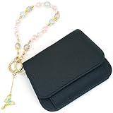 ESSSO Wristlet Keychain Wallet – Premium Leather Small Wallet with RFID Blocking, Card Holder & Coin Pouch – Stylish Wristlet Wallets for Women with Crystal Bracelet (Black)