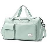 Suruid Travel Duffel Bag with Shoes Compartment Sports Gym Bag with Dry Wet Separated Pocket for Men and Women, Overnight Bag Weekender Bag Training Handbag Yoga Bag - Light Green