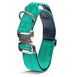 Black Rhino - Tactical Dog Collar Ultra-Soft Neoprene Padded Dog Collars for Medium, Large, XL Dogs | Heavy Duty Metal Buckle | Padded Handle for Dog Training (XL, Aqua)