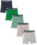 Amazon Essentials Men's Comfortable Cotton Tag-Free Boxer Brief, Pack of 5, Dots/Green/Grey Heather/Popsicle/Stripe, X-Large