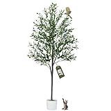 6FT Artificial Olive Tree,Artificial Plants Indoor,Faux Olive Tree Indoor with Natural Wood Trunk and Realistic Leaves and Fruits