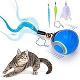BABORUI Interactive Cat Toy Ball - Automatic Interactive Cat Toys for Indoor Cats with 3 Tails, 2 Speeds Rechargeable Cat Enrichment Toys for Small/Medium/Large Cats to Keep Them Busy(Blue)