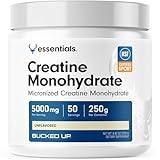 Bucked Up Pure Micronized Creatine Monohydrate for Women and Men - Easy to Mix and Unflavored - 5G Per Serving - 50 Servings - 250 Grams Per Container
