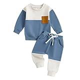 Tsnbre Baby Boy Clothes Outfits Fall Long Sleeve Color Block Sweatshirt Tops Casual Pants Newborn 2Pcs Set