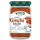 VIVID KITCHEN Kimchi Salsa - Korean Mexican Fusion Condiment - Mild & Hot Flavors - 7.6 oz Bottle - No MSG, No Artificial Preservatives - Plant-Based, Flavorful Salsa for Tacos, Burritos, Topping, Cooking, Dipping, and Grilling