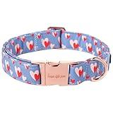 Unique style paws Valentine's Day Dog Collar Metal Buckle Collar Blue Pink Love Heart Gift for Small Medium Large Boys Girls Dogs Wedding