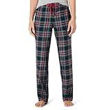 Amazon Essentials Women's Flannel Pajama Sleep Pant, Black Plaid, Small