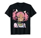 Anime and Music Black Girl Anime Merch Afro African American T-Shirt