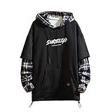 GURUNVANI Japan Style Patchwork Hoodies Men Characters Streetwear Hoodie Men Sweatshirt