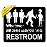 Just Please Wash Your Hands Bathroom Signs | Bigfoot Alien Sign - Inclusive Sign - Bathroom Door Funny Signs - Bathroom Wall Decor - Kids Toilet - Bathroom Decorations - Restroom Sign - Home Signs - 8.5"X10"