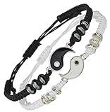 Best Friend Bracelets for 2 Matching Yin Yang Adjustable Cord Bracelet for Bff Friendship Relationship Boyfriend Girlfriend Valentines Gift