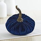 Navy Small Velvet Pumpkin Decor, Celestial Decor Wedding Centerpieces for Table, Color of the Year Trendy Nursery Shelf Decor Boy, Aesthetic Navy Blue (Navy)