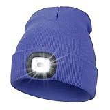 MELASA Unisex Hat with Light, USB Rechargeable Hands Free Headlamp LED Beanie, Winter Gifts for Men Dad Father Husband