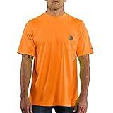 Carhartt Men's High-Visibility Force Relaxed Fit Lightweight Color Enhanced Short-Sleeve Pocket T-Shirt, Brite Orange, Large