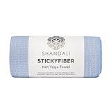 Shandali Stickyfiber Hot Yoga Towel - Silicone Backed Yoga Mat-Sized, Absorbent, Non-Slip, 24" x 72" Bikram, Gym, and Pilates - (Blue, Standard)