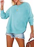 SHEIN Women's Casual Crewneck Loose Lightweight Long Sleeve Sweatshirts Fall Tops for Women 2024 Trendy,(US 16-18) XL,sky blue