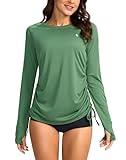 SANTINY Women's UPF50+ Rash Guard SPF Long Sleeve Swimsuits Top UV Sun Protection Swim Shirts for Woman (Green_S)