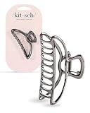 Kitsch Metal Hair Clips for Women - Durable & Elegant Metal Claw Clips, Perfect for Everyday Use & Special Occasions - Hematite, 1 Piece