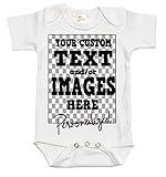 Customized One-piece Baby Bodysuit Romper for Boys and Girls (0-3 Months, White)