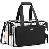 Relavel Clear Makeup Bag Extra Large Makeup Artist Kit Set, Cosmetic Storage Organizer Hair Stylist Travelling Bag, Transparent Tote Duffle Beach Toiletry Bag with Adjustable Dividers & Shoulder Strap