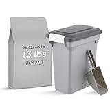 IRIS USA Dog Food Storage Container, Airtight Lid, 2-Cup Scoop, Up to 13 Pounds Pet Food Storage, Versatile Pet Food Bin, Treats, BPA Free, Gray/Dark Gray